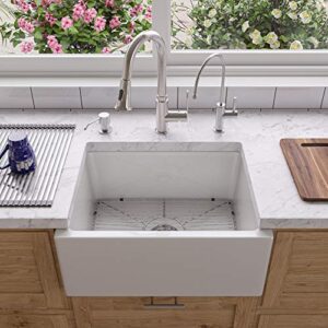 ALFI brand AB2418SB-W Smooth Thick Wall Fireclay Single Bowl Farm Sink, 24", White