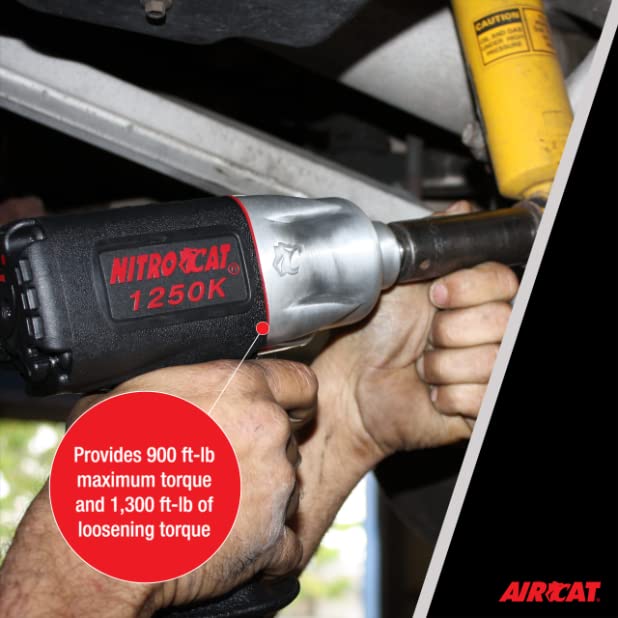 AIRCAT Pneumatic Tools 1250-K 1/2-inch NITROCAT Composite Twin Clutch Impact Wrench : Impact Wrench : Powerful & Long-Lasting Power Wrench : Air Tool with Ergonomic Handle