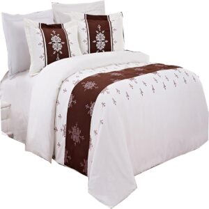 sheetsnthings eleanor luxury 4pc embroidered comforter set includes 3pc duvet cover set and one down alternative comforter (king/california king)