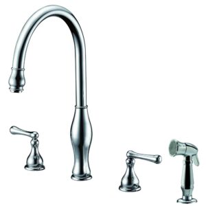 dawn ab08 3156c 3-hole, 2-handle widespread kitchen faucet with side spray, chrome