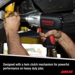 AIRCAT Pneumatic Tools 1250-K 1/2-inch NITROCAT Composite Twin Clutch Impact Wrench : Impact Wrench : Powerful & Long-Lasting Power Wrench : Air Tool with Ergonomic Handle