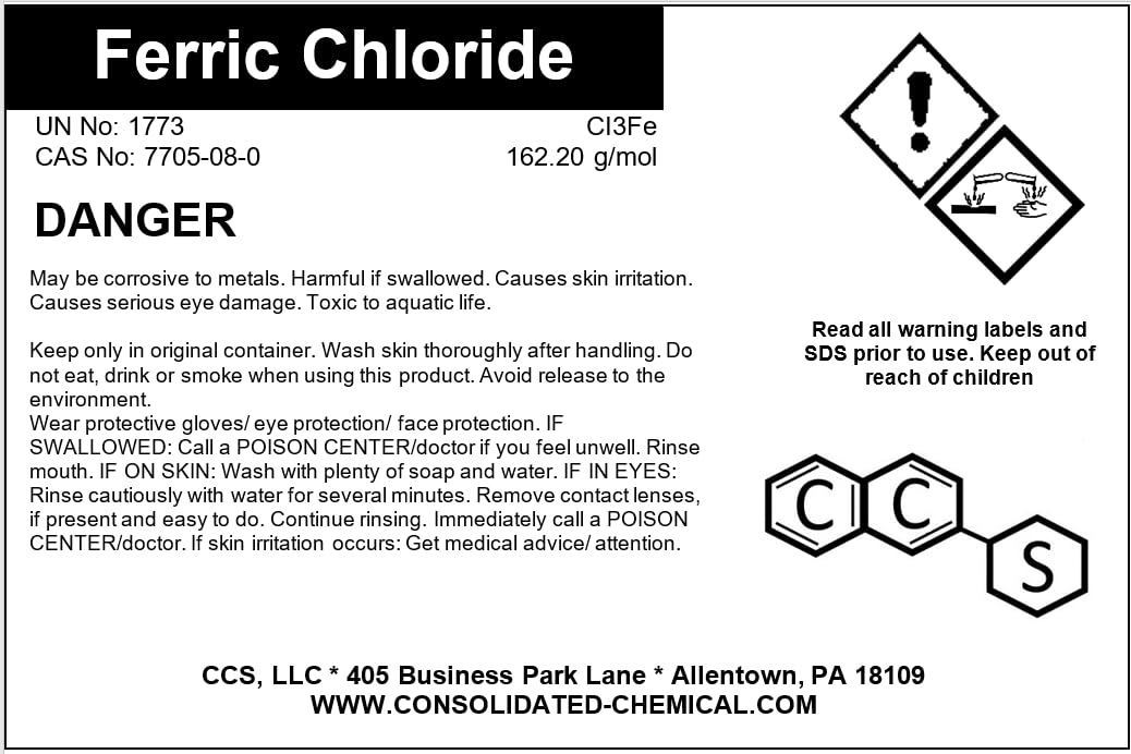 Ferric Chloride - High Concentration Chloride Solution - Wide Applications - Ideal as Etching Cream, Coagulant for Water Treatment - Copper and Stainless Steel Etchant Solution (500mL (16 Fl Oz))