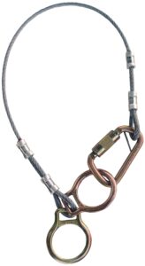 3m protecta pro 2190101 tie-off adaptor, 4-foot, 1/4-inch galvanized cable dual-ring , carabiner at one end, two d-rings at the other, silver