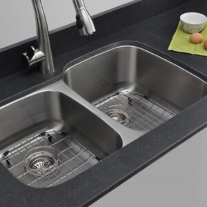 Wells CMU3221-79-16-1 Craftsmen Series Kitchen Sink Package, 32" 40/60, Brushed Matte Finish