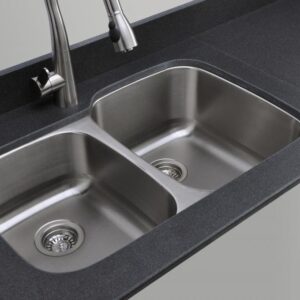 Wells CMU3221-79-16-1 Craftsmen Series Kitchen Sink Package, 32" 40/60, Brushed Matte Finish