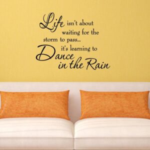 Life Isnt About Waiting for The Storm to Pass Its Learning to Dance in The Rain Vinyl Wall Decal Inspirational Quotes