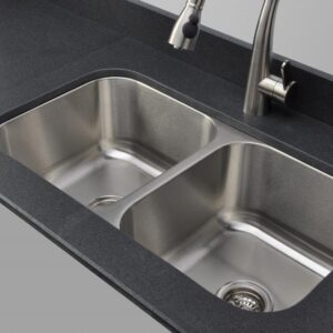 Wells Sinkware CMU3318-99-16-1 Craftsmen Series Stainless Steel Kitchen Sink Package, 33" 50/50 9" Deep, Brushed Matte Finish