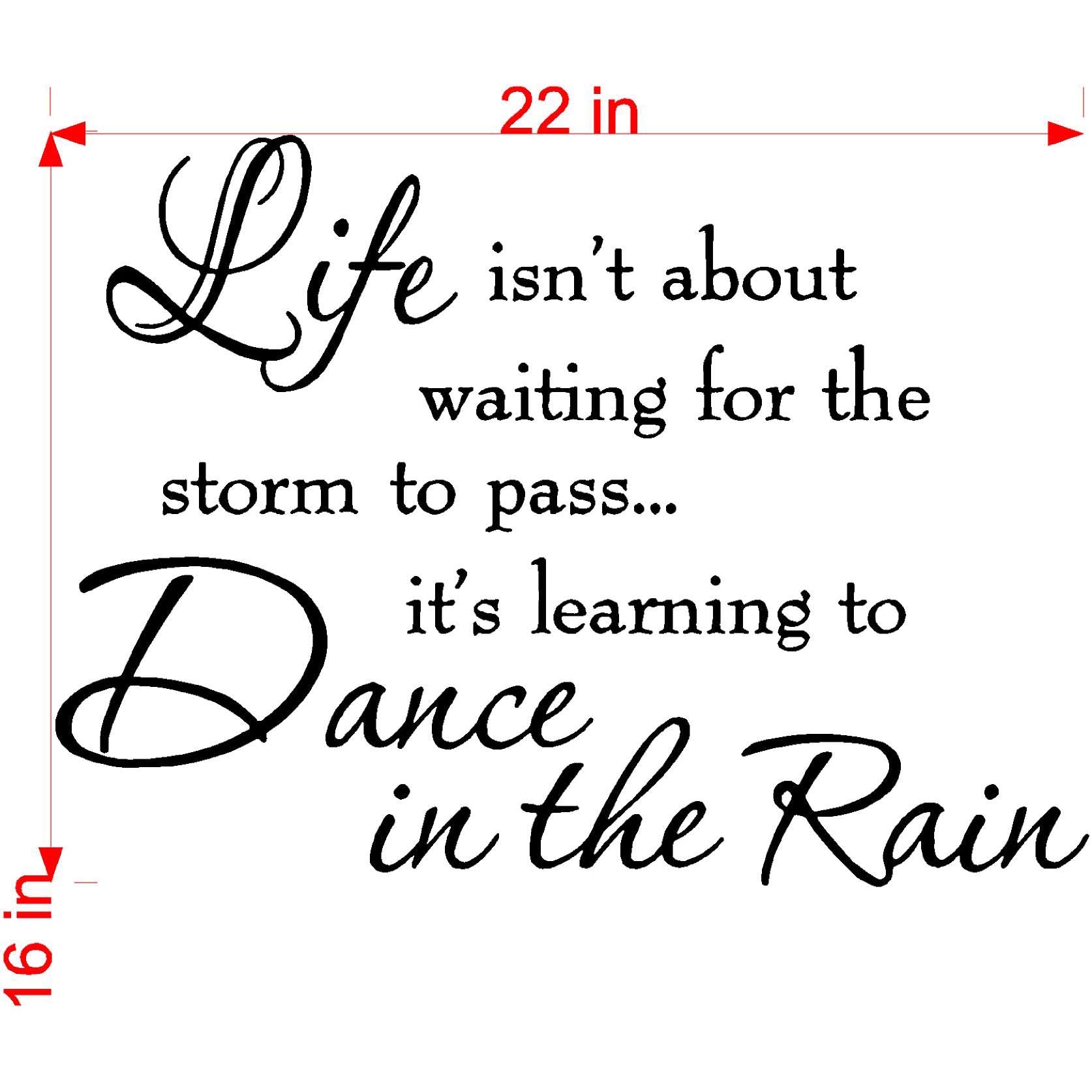 Life Isnt About Waiting for The Storm to Pass Its Learning to Dance in The Rain Vinyl Wall Decal Inspirational Quotes