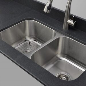 Wells Sinkware CMU3318-99-16-1 Craftsmen Series Stainless Steel Kitchen Sink Package, 33" 50/50 9" Deep, Brushed Matte Finish