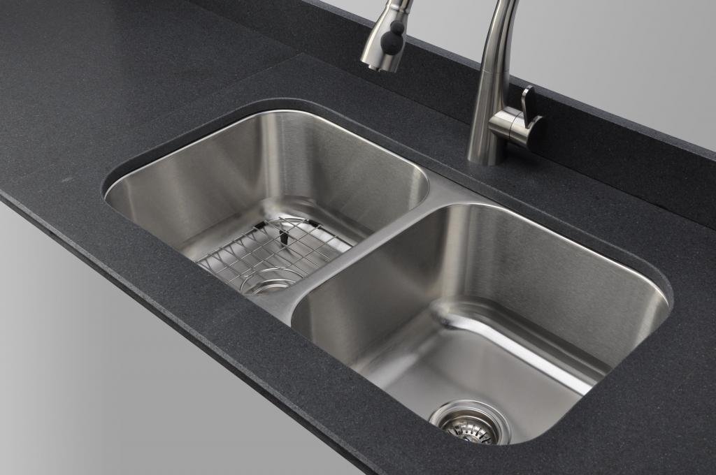 Wells Sinkware CMU3318-99-16-1 Craftsmen Series Stainless Steel Kitchen Sink Package, 33" 50/50 9" Deep, Brushed Matte Finish