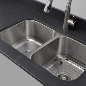 Wells Sinkware CMU3318-99-16-1 Craftsmen Series Stainless Steel Kitchen Sink Package, 33" 50/50 9" Deep, Brushed Matte Finish