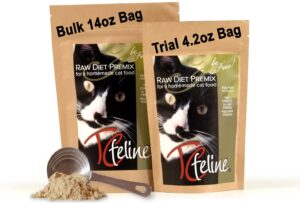 tcfeline raw cat food premix/supplement to make a homemade, all natural, grain free, holistic diet – original version with no liver egg free formula (regular 14 oz)