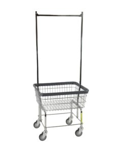 r&b wire™ 96b58 residential rolling wire laundry cart with double pole rack, 2.5 bushel, chrome