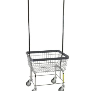 R&B Wire™ 96B58 Residential Rolling Wire Laundry Cart with Double Pole Rack, 2.5 Bushel, Chrome