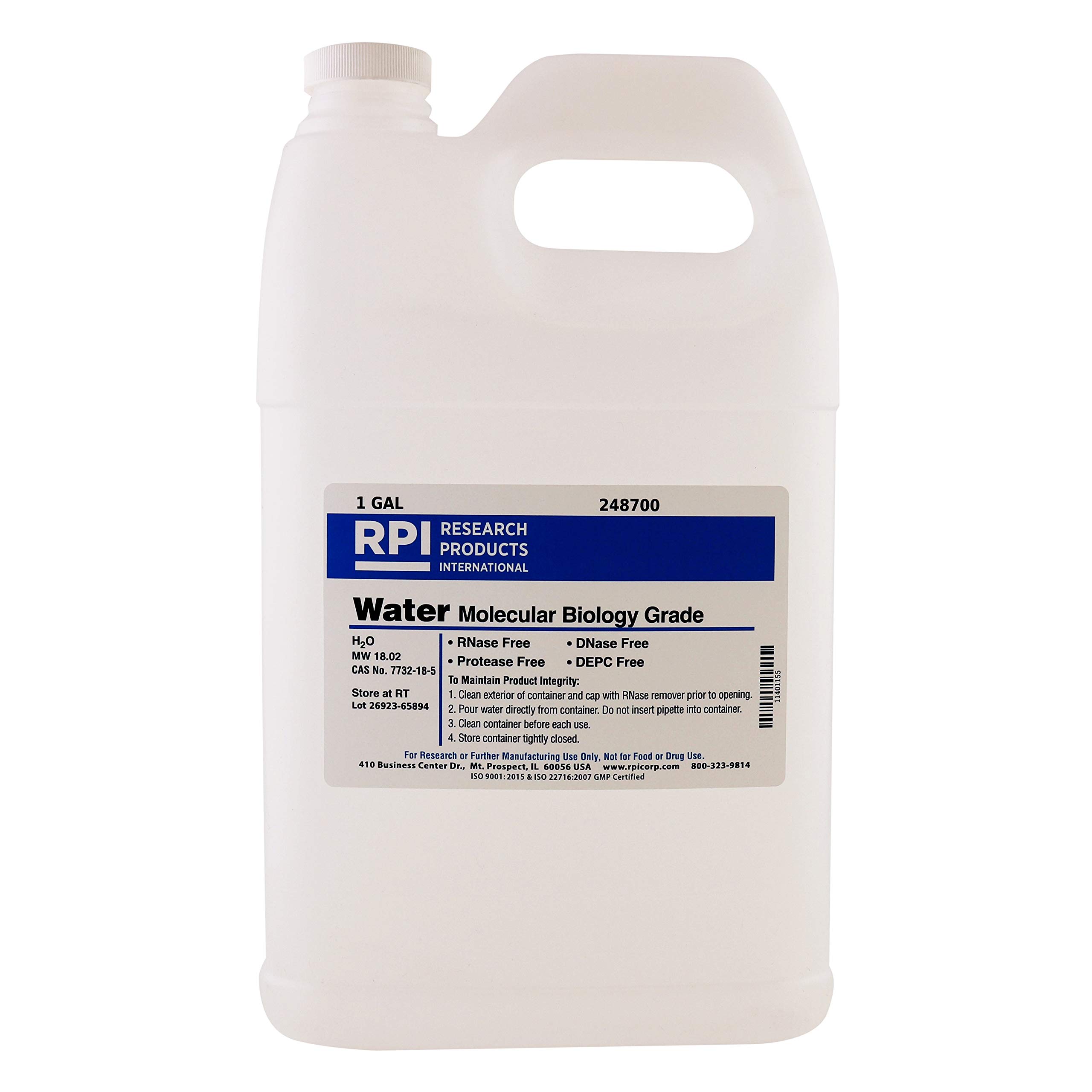 Water, Molecular Biology Grade, DNase and RNase Free, 1 Gallon