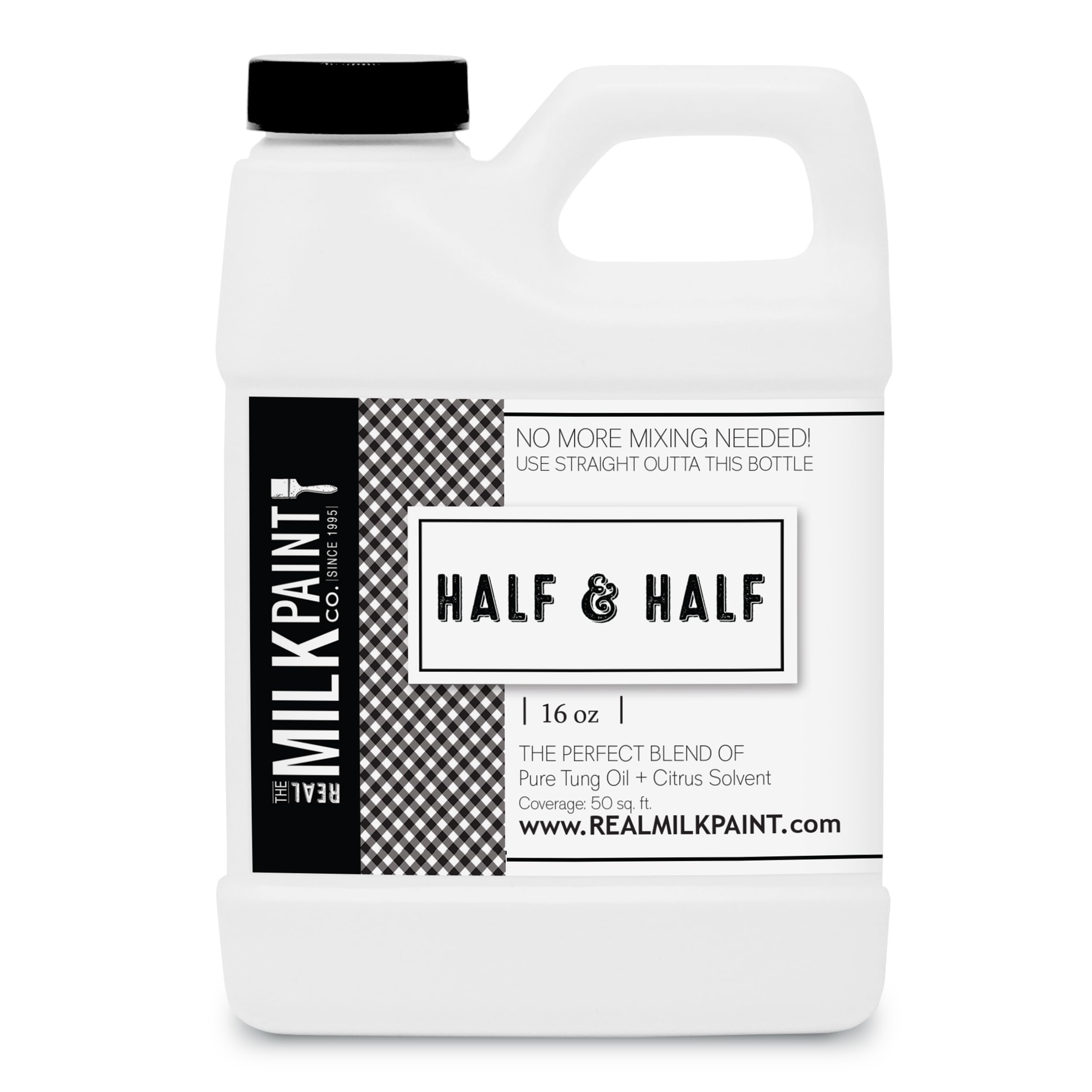 Real Milk Paint, Half and Half, Pure Tung Oil and Orange Peel Oil for Wood Finishing, Cutting Boards, Butcher Blocks, Clay, Stone, and Slate, Food Grade, 16 oz.