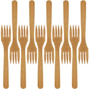 bamboomn premium solid bamboo dinner fork 8" - all natural reusable dinnerware - 10 pcs