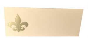 100 gold fleur de lis tent style ivory place cards 4.25" x 1.75 folded