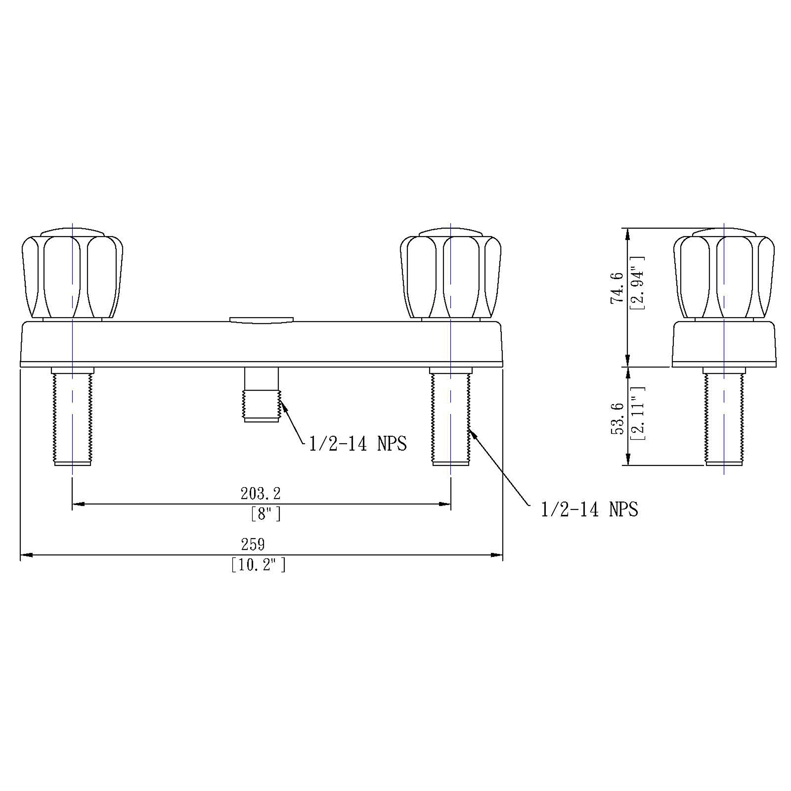 Laguna Brass 3320ACP Mobile Home Two Handle Non-Metallic Shower Diverter, Chrome Finish