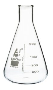 erlenmeyer flask, 500ml - borosilicate glass - narrow neck flasks, conical flasks, glass flasks - eisco labs