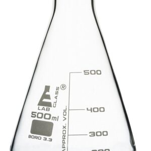 Erlenmeyer Flask, 500mL - Borosilicate Glass - Narrow Neck Flasks, Conical Flasks, Glass Flasks - Eisco Labs