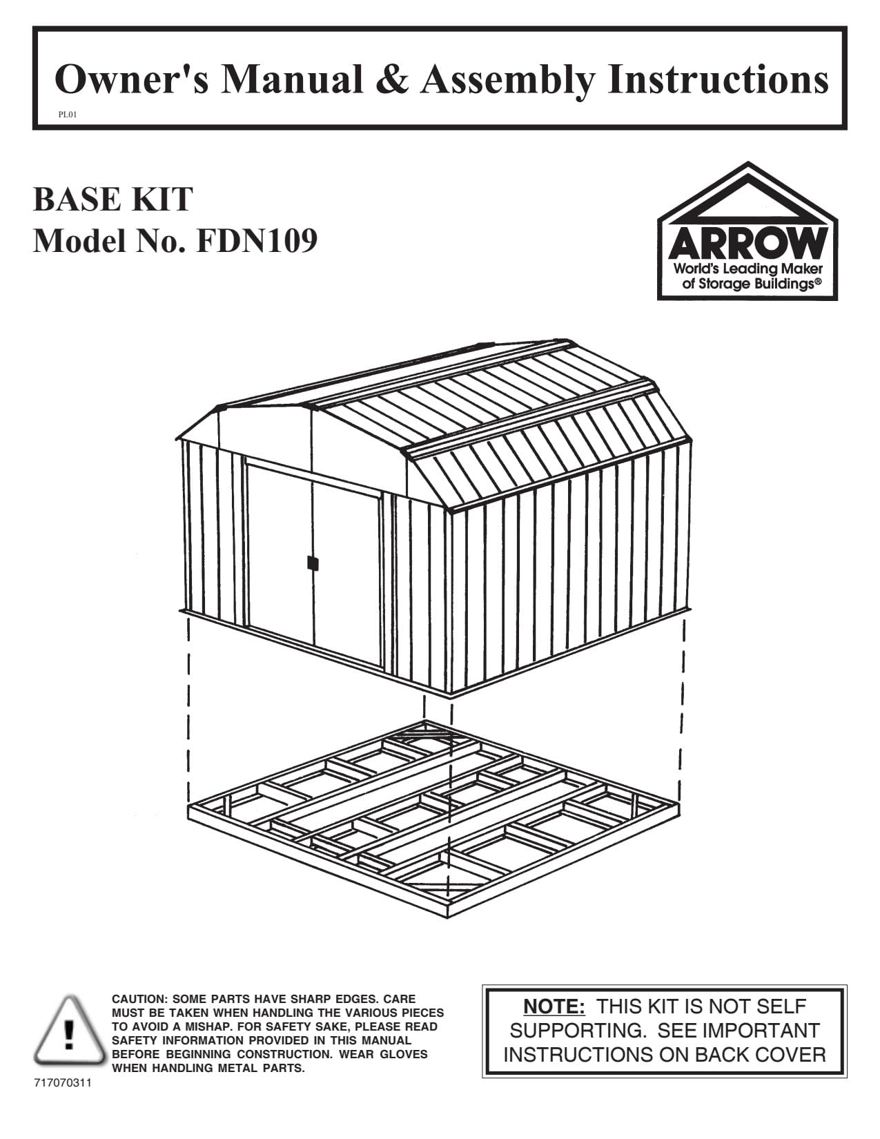 Arrow FDN109 Storage Shed with Floor Base Kit for 8'x8', 10'x8' & 10'x9' Arrow sheds