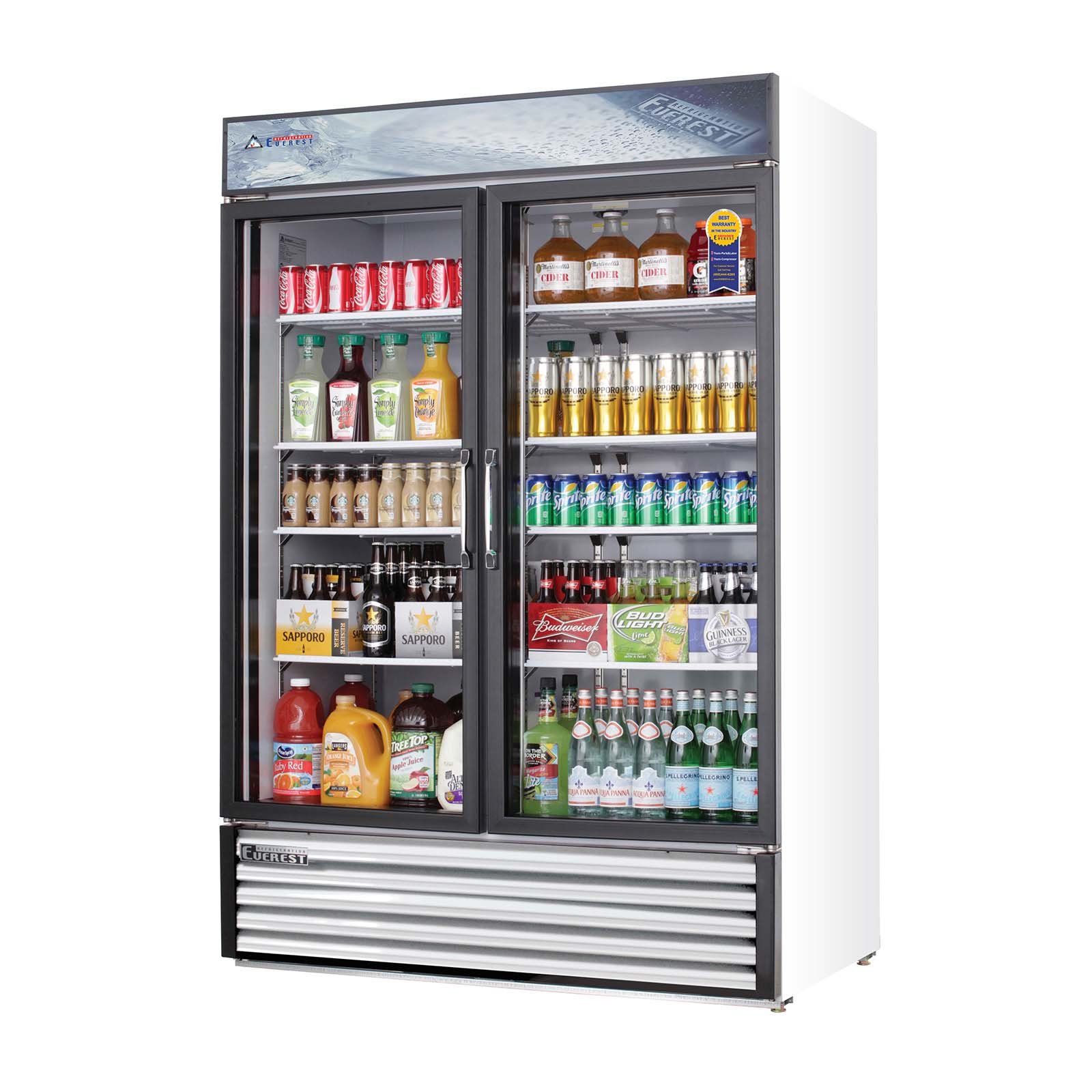 Everest Refrigeration EMSGR48 Reach-in Merchandising Refrigerator 2 Swing Glass Doors, 115v, NSF - 50 cu. ft.