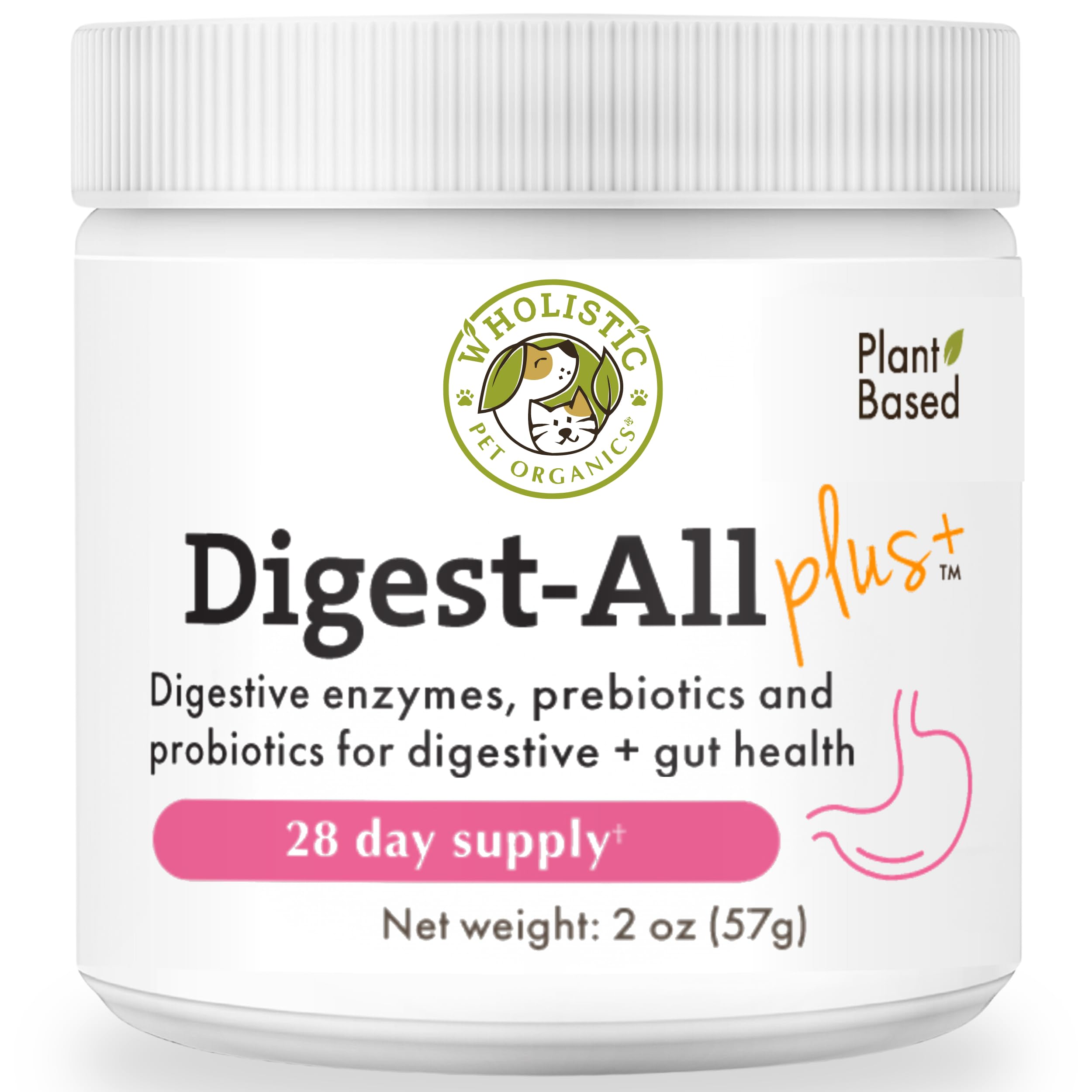 Wholistic Pet Organics: Dog Probiotics and Digestive Enzymes Powder - 2 oz - Dog Digestive Support Supplement Prevents Upset Stomach - Gut Health Digest All Probiotics for Dogs and Cats