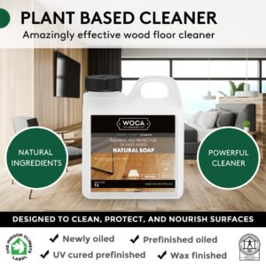 WOCA Natural Soap, Natural 1L - Concentrated Wood Cleaner for oil finished hardwood floors, tables, millwork, cutting boards, countertops and butcher block