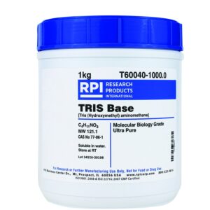 rpi tris base ultra pure powder, 1 kilogram, molecular biology grade, buffer component, [tris (hydroxymethyl) aminomethane]