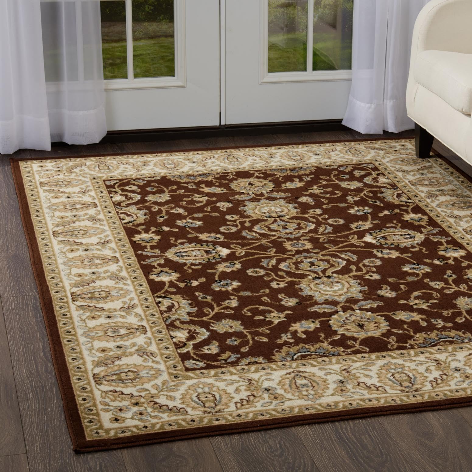 Home Dynamix Optimum Maoz Area Rug 7'8" x10'4", Traditional Floral Beige/Burgundy/Cream