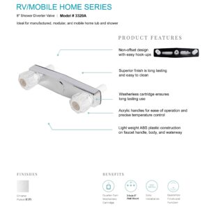 Laguna Brass 3320ACP Mobile Home Two Handle Non-Metallic Shower Diverter, Chrome Finish