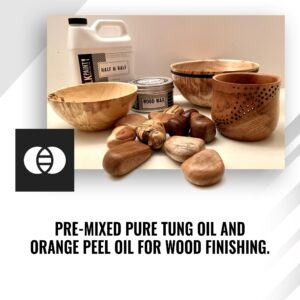 Real Milk Paint, Half and Half, Pure Tung Oil and Orange Peel Oil for Wood Finishing, Cutting Boards, Butcher Blocks, Clay, Stone, and Slate, Food Grade, 16 oz.