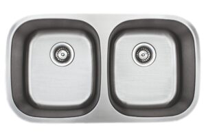 wells sinkware cmu3318-88-1 stainless steel kitchen sink package, 33" 50/50 8" deep, brushed matte finish