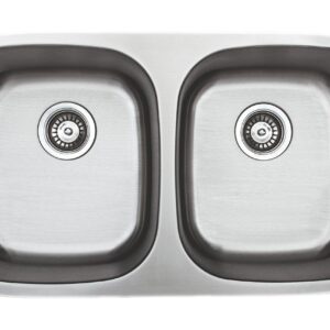 Wells Sinkware CMU3318-88-1 Stainless Steel Kitchen Sink Package, 33" 50/50 8" Deep, Brushed Matte Finish