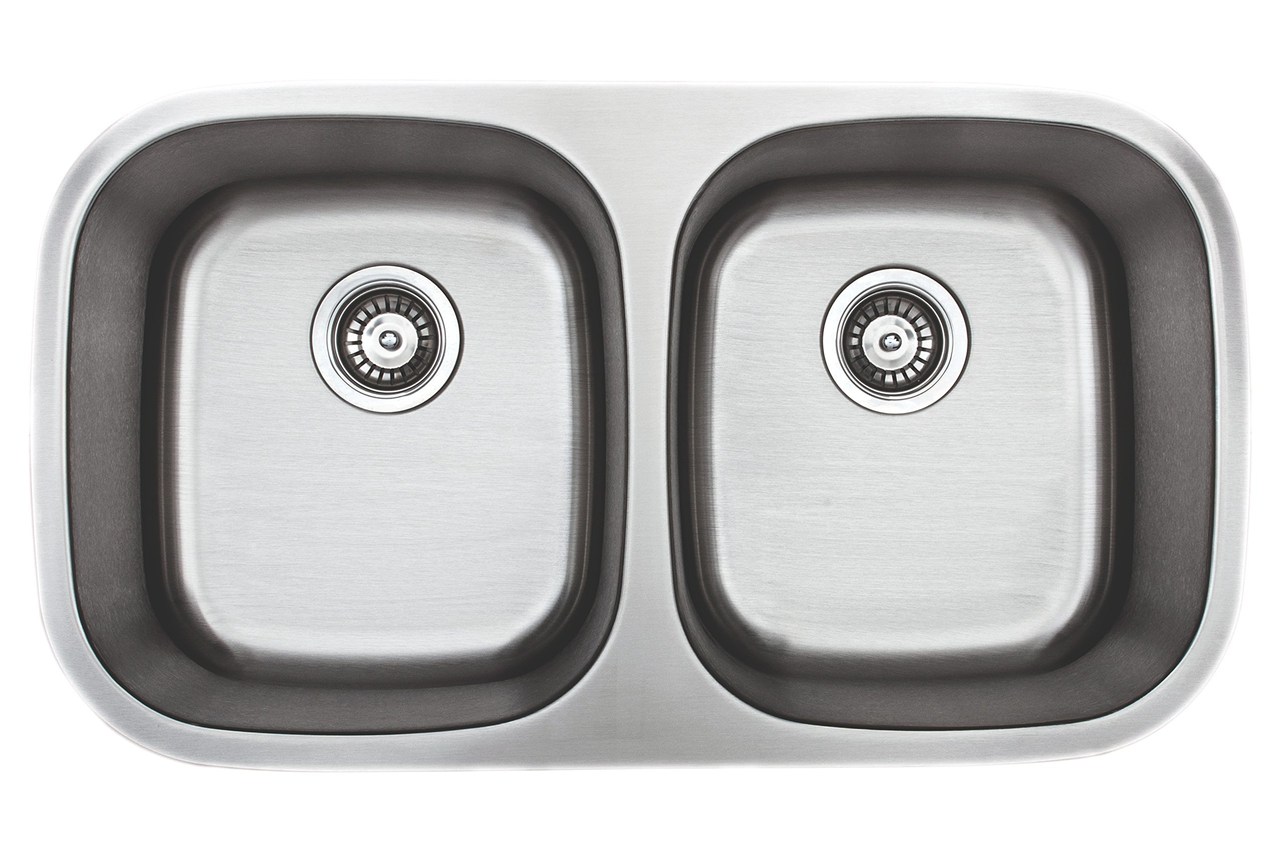 Wells Sinkware CMU3318-88-1 Stainless Steel Kitchen Sink Package, 33" 50/50 8" Deep, Brushed Matte Finish