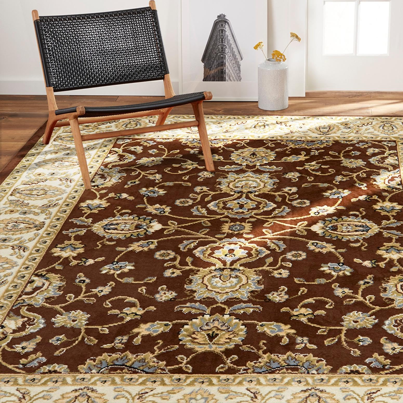 Home Dynamix Optimum Maoz Area Rug 7'8" x10'4", Traditional Floral Beige/Burgundy/Cream