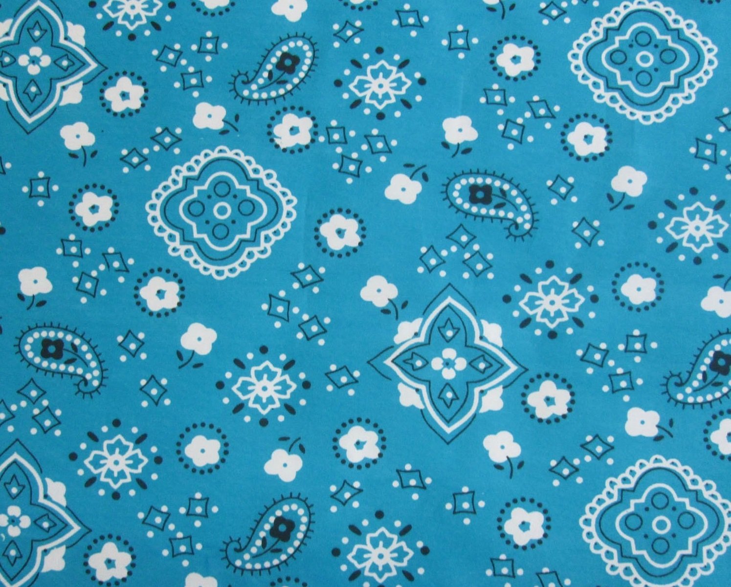 Bandana Turquoise Poly Cotton 58 Wide Fabric by The Yard (F.E.