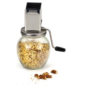 RSVP International Endurance Vintage Inspired Nut Grinder, 1.25 Cup Capacity, Glass Bottom