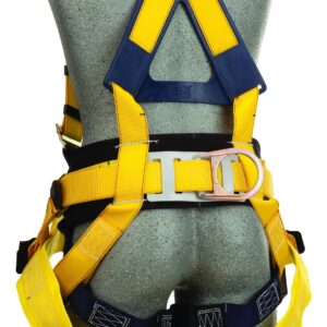 3M DBI-SALA Delta 1106103 Full Body Harness, 18" Back D-Ring Ext, Belt W/ Pad, Back D-Ring, Seat Sling W/ Positioning D-Rings, Tongue Buckle Legs,X-Large, Yellow/Navy