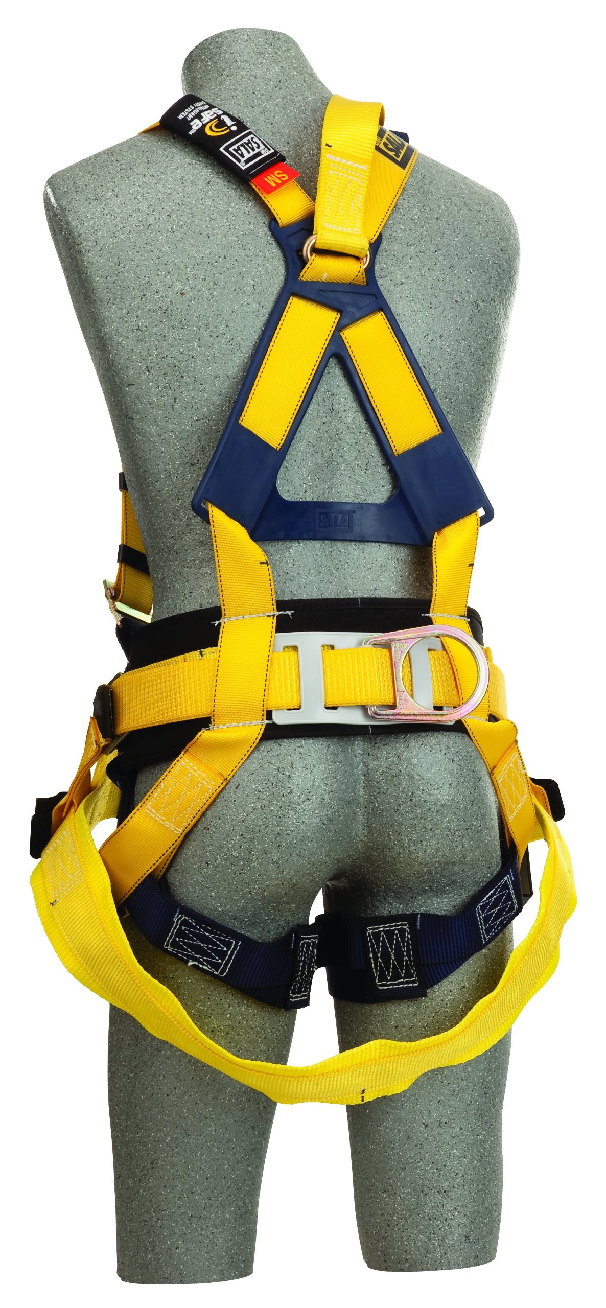 3M DBI-SALA Delta 1106103 Full Body Harness, 18" Back D-Ring Ext, Belt W/ Pad, Back D-Ring, Seat Sling W/ Positioning D-Rings, Tongue Buckle Legs,X-Large, Yellow/Navy