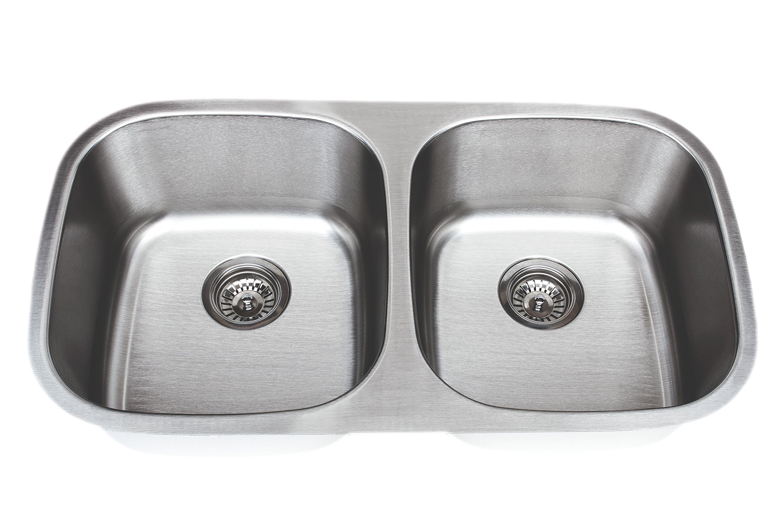 Wells Sinkware CMU3318-88-1 Stainless Steel Kitchen Sink Package, 33" 50/50 8" Deep, Brushed Matte Finish