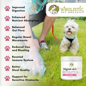 Wholistic Pet Organics: Dog Probiotics and Digestive Enzymes Powder - 2 oz - Dog Digestive Support Supplement Prevents Upset Stomach - Gut Health Digest All Probiotics for Dogs and Cats