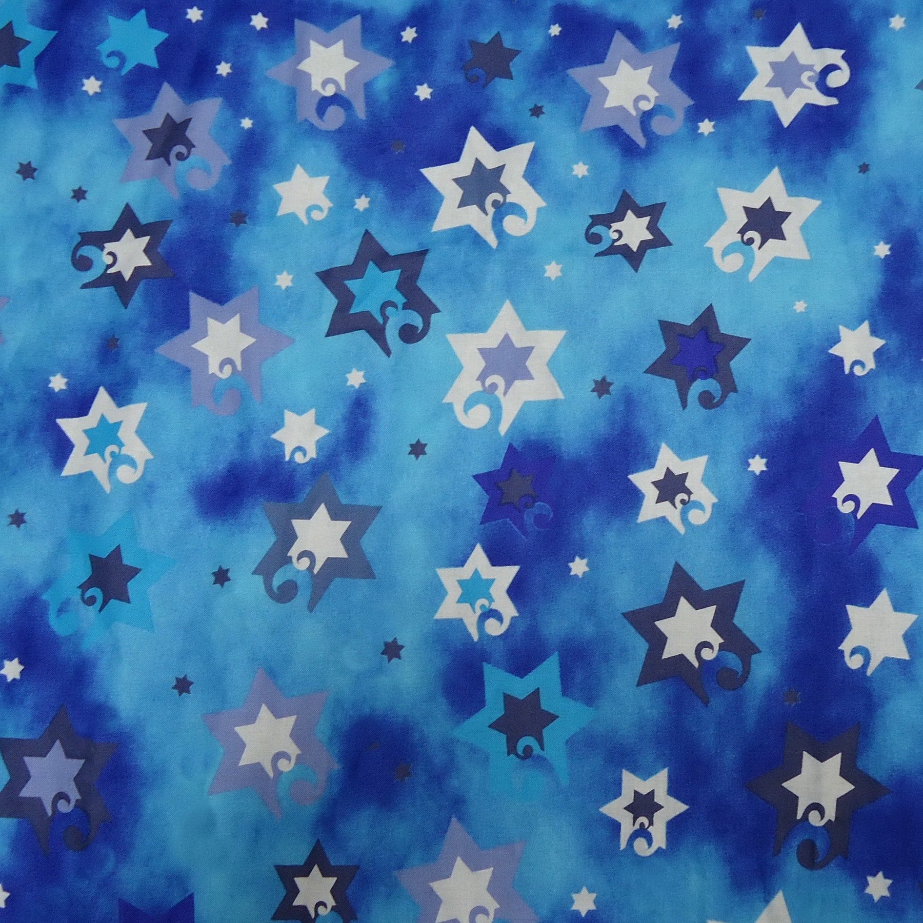 Jewish Fabric Jubilant Stars (Blue) / Sold in 1/2 Yd Increments/Multiple Yards Available