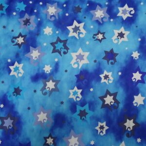 jewish fabric jubilant stars (blue) / sold in 1/2 yd increments/multiple yards available