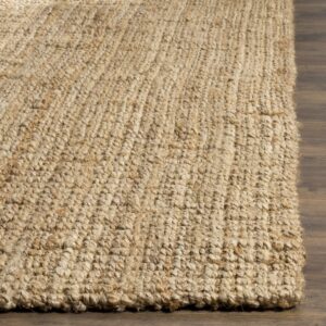 SAFAVIEH Natural Fiber Collection Area Rug - 5' Square, Natural, Handmade Farmhouse Jute, Ideal for High Traffic Areas in Living Room, Bedroom (NF747A)