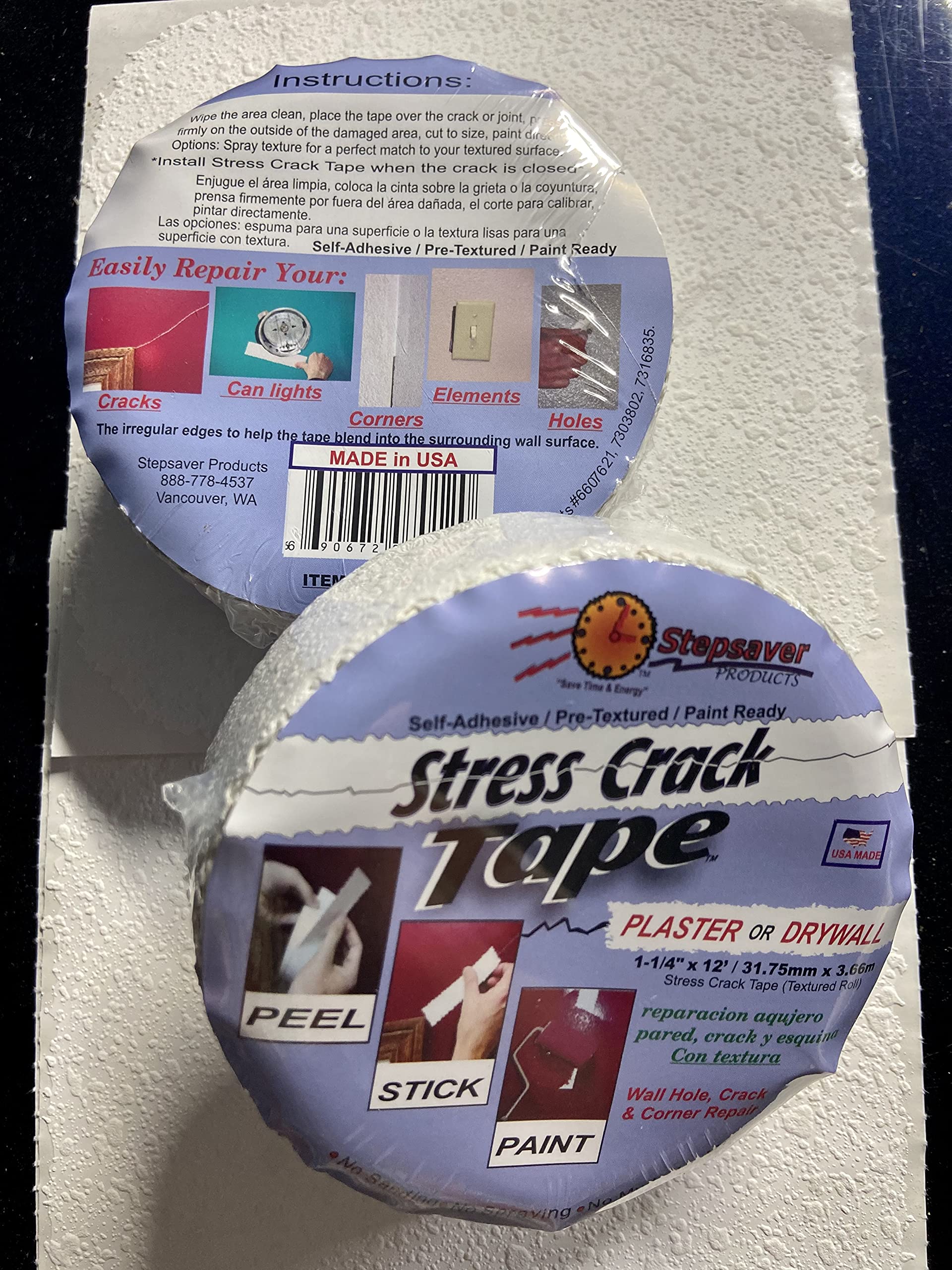 Stepsaver Products Self Adhesive Stress Crack Tape (1.25'' x 12' Textured Roll) Item 7012