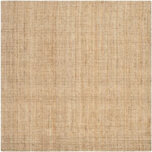 SAFAVIEH Natural Fiber Collection Area Rug - 5' Square, Natural, Handmade Farmhouse Jute, Ideal for High Traffic Areas in Living Room, Bedroom (NF747A)