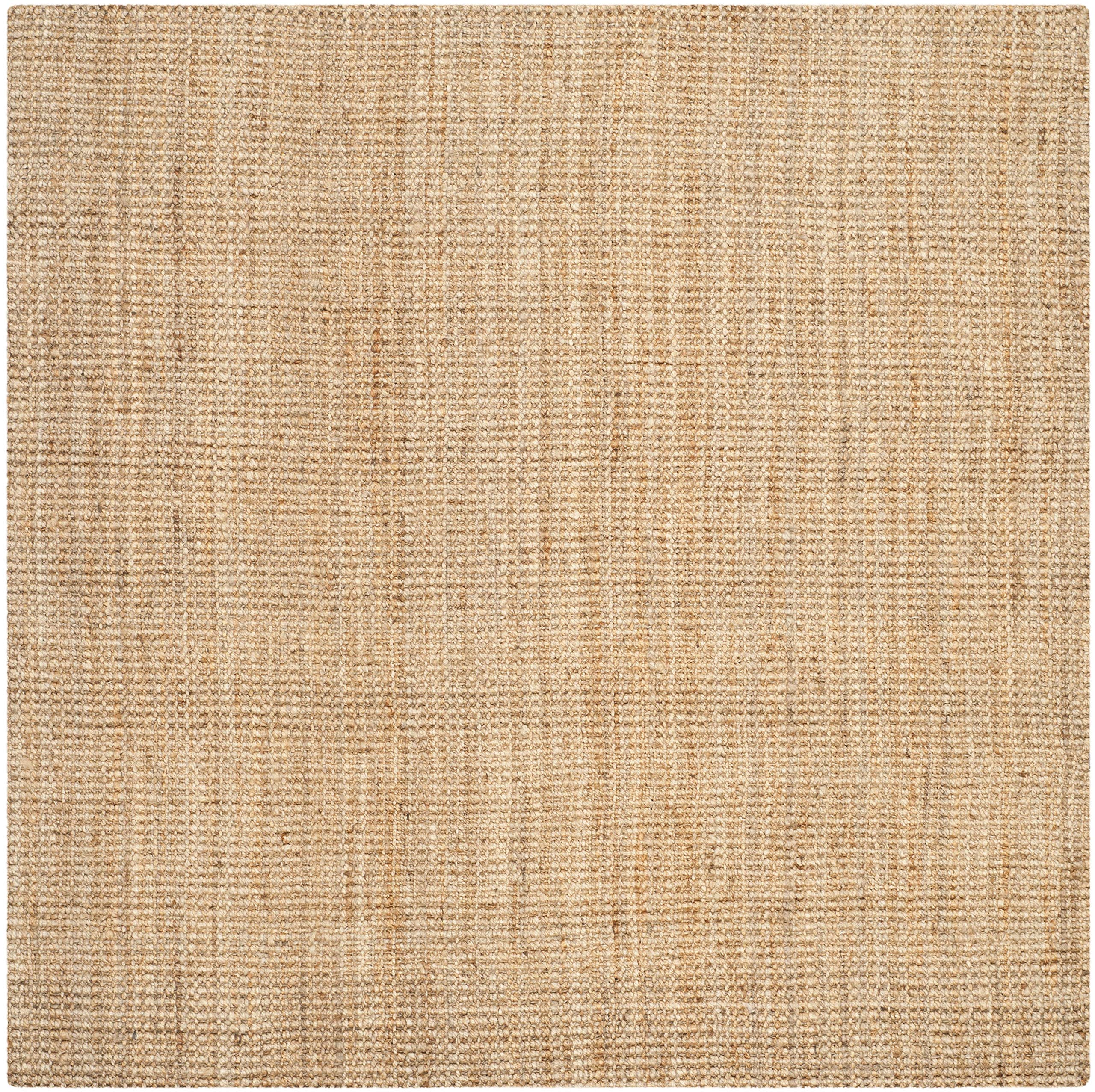 SAFAVIEH Natural Fiber Collection Area Rug - 5' Square, Natural, Handmade Farmhouse Jute, Ideal for High Traffic Areas in Living Room, Bedroom (NF747A)