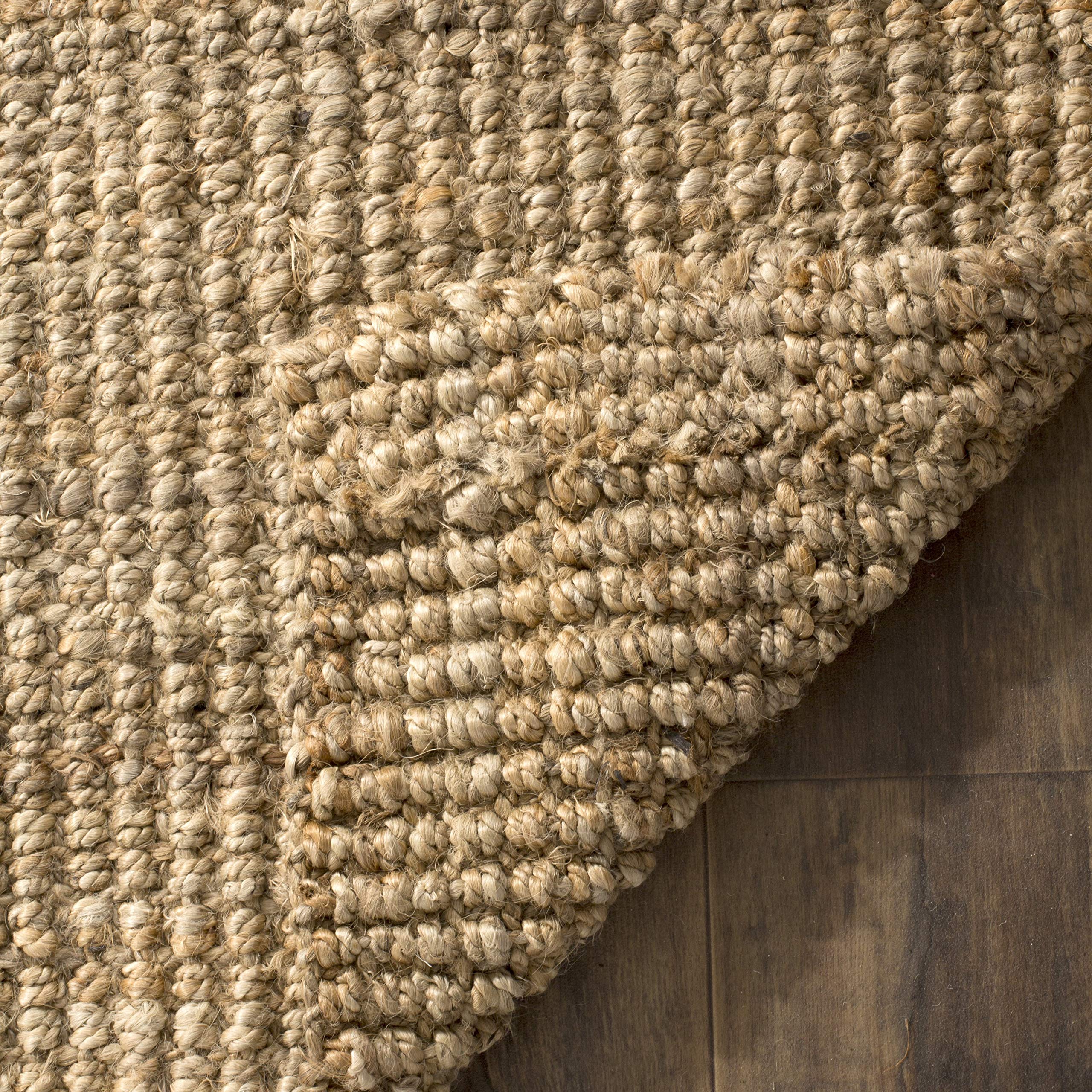 SAFAVIEH Natural Fiber Collection Area Rug - 5' Square, Natural, Handmade Farmhouse Jute, Ideal for High Traffic Areas in Living Room, Bedroom (NF747A)